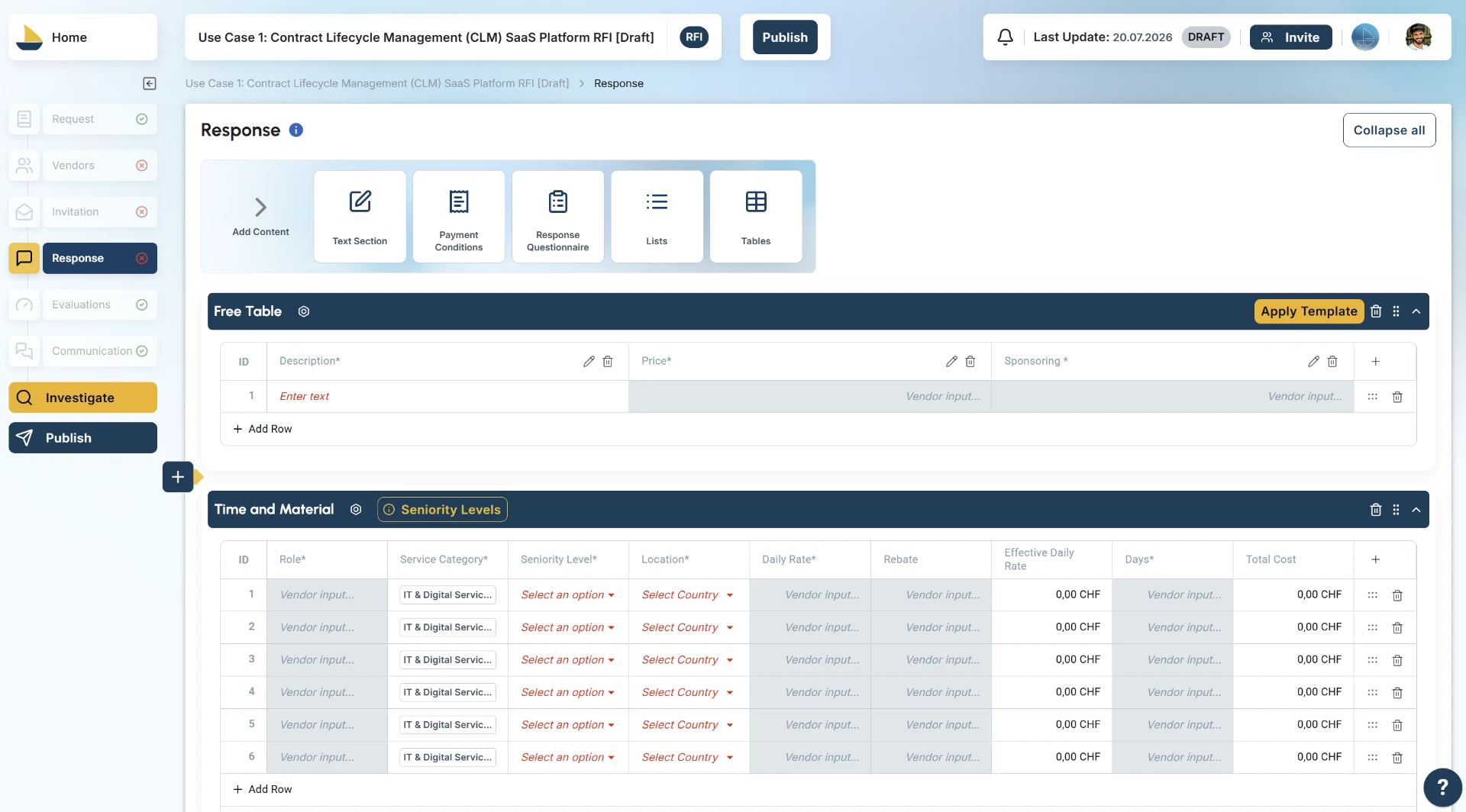 Pricing sheets and response tables are built for you.